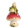 Leekung Turtle Riding Frog Sitting On Mushroom for Garden Decor, Frog Statue&Mushroom Figurines for Outdoor Garden Backyard Yard Porch Patio Lawn, Spring Decorations Gardening Gifts for Women Unique