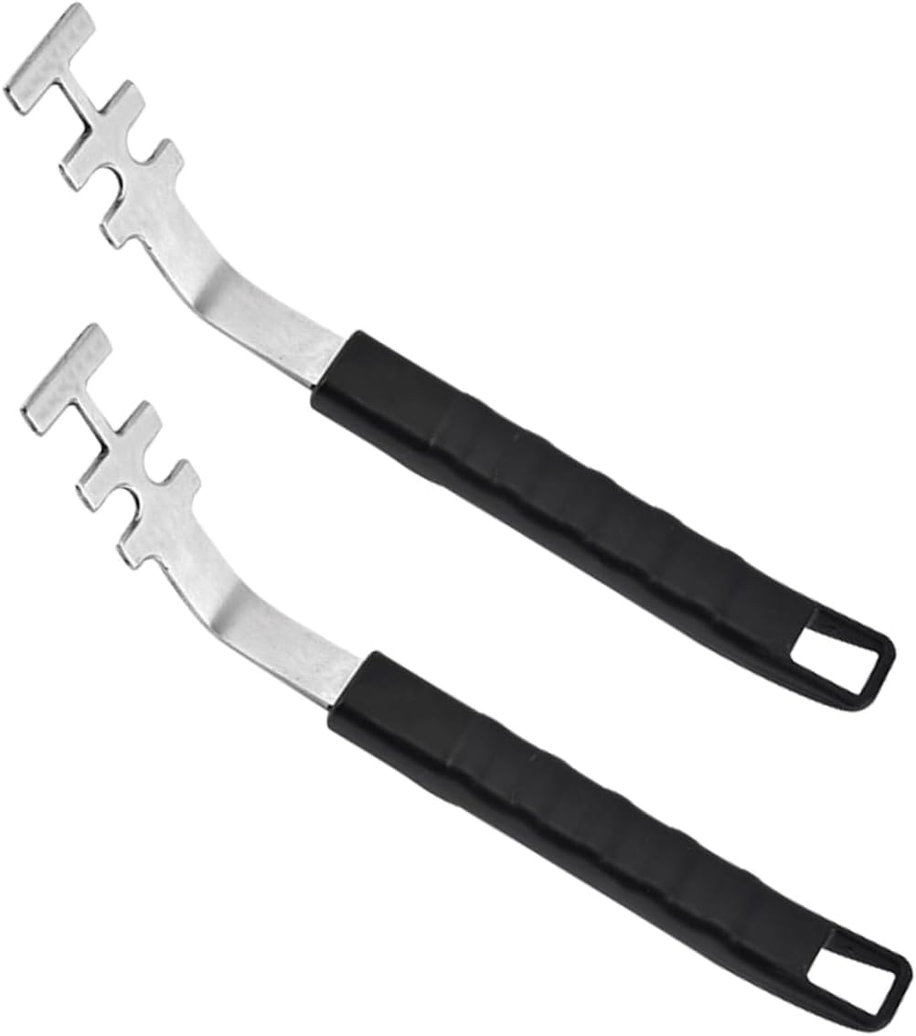 Kichvoe 2Pcs Stainless Steel Grill Grate Lifters Barbecue Net Gripper for Safe Outdoor Cooking for All Grills Including and Gas Grates