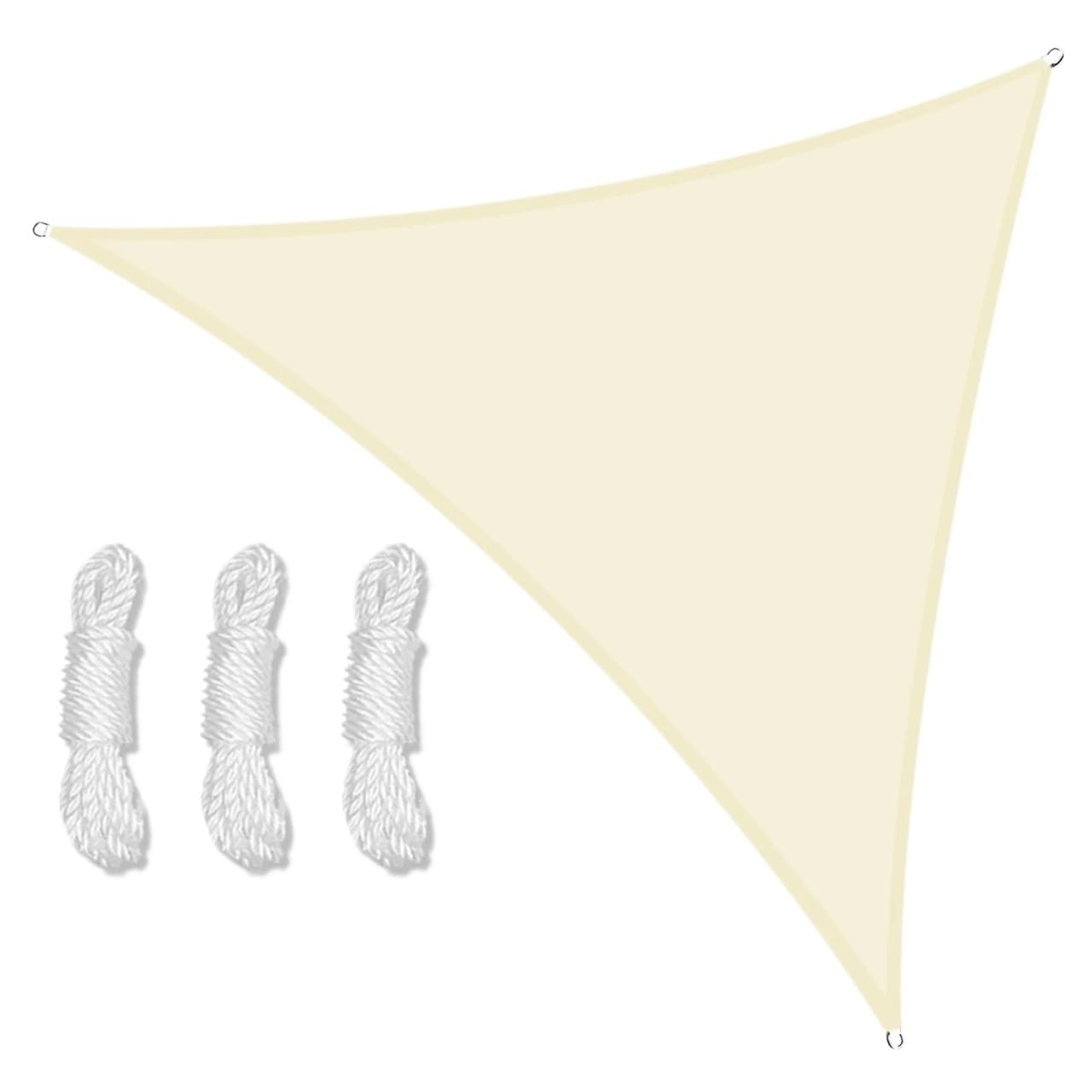 Voile d'ombrage de jardin triangulaire beige 5m pour rafraîchir votre cour en été