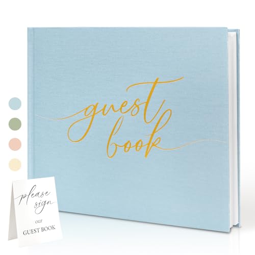 Braveriky Elegant Wedding Guest Book for Your Wedding Reception - Hardcover Polaroid Guestbook with Table Sign - Sign in Book for Birthdays Baby Showers Special Events Dusty Blue