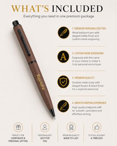Image of Personalized Name Wallet, Pen & Keychain Combo for Men (Brown) | Customised Mens Wallet Name Engraved with Charm | Customized Corporate Gift Set for Office | Personalised for Husband, Boys