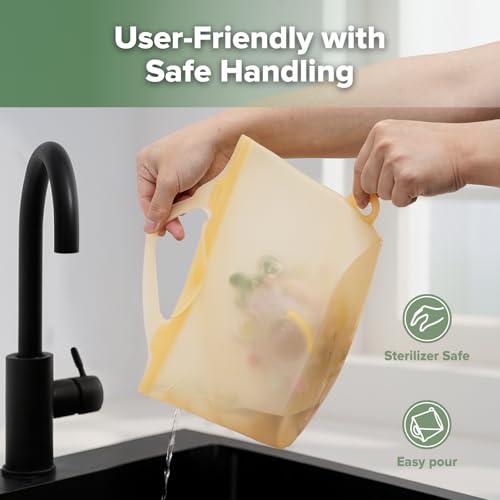 Image of Haakaa Silicone Microwave Steamer & Steriliser Bag,70oz /2000ml Large Capacity Reusable Steaming Bags for Baby Bottles,Breast Pump /Accessories /Pacifiers /Teethers,Great for Home&On-The-Go,Pineapple /2PCS