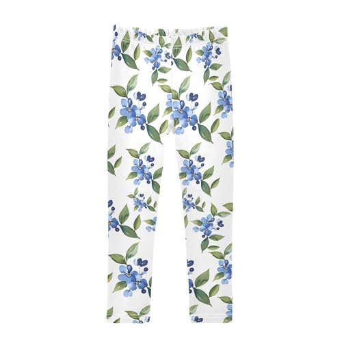 ALAZA Girls' Leggings Children's Yoga Pants Skinny Printed Dance Forget-me-not Comfortable 4T