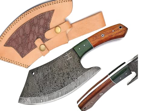 Handmade Damascus Steel Full Tang Cleaver Knife - Butcher Knife