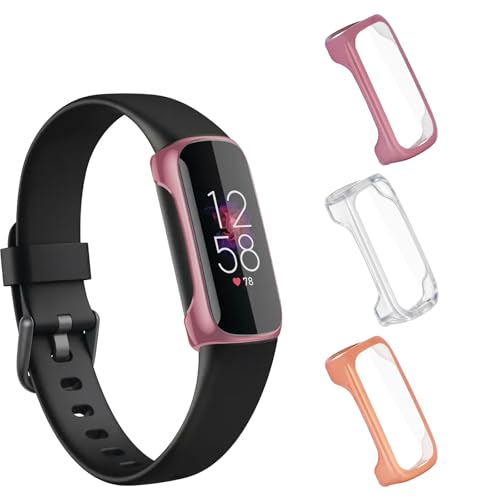 Liuyuxi 3 Pack Case for Fitbit Inspire 3 Screen Protector Soft TPU All-Around Protection Compatible with Fitbit Inspire 3 Smartwatch(Transparent+Pink+Rose Gold).