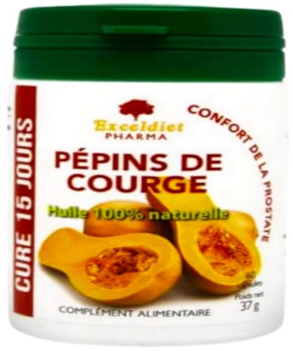 Exceldiet Pharma | Pépins de Courge - 60 Capsules 1000 mg - Confort Urinaire Homme - Prostate Homme & Chute de Cheveux - Complément Végétal - Made in France
