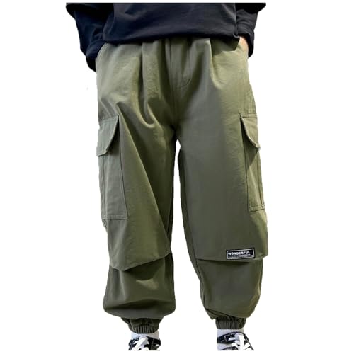 Boy's Cargo Joggers Pants Outdoor Casual School Uniform Sweatpants with Pockets Fashion Casual Lightweight Clothes