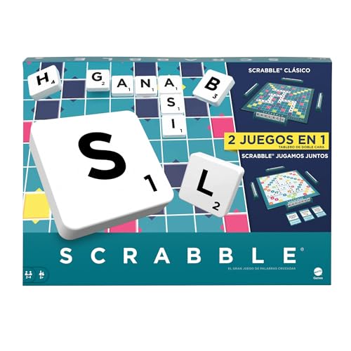 Mattel Games Scrabble 2 Juegos en 1 , juego de mesa familiar,