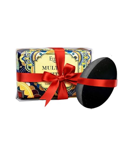 Image of Eternia Multani Mitti & Saffron Soap Bar (250g) Face & Body Cleanser with Waterproof Shower Radio | Natural Bath Combo for Bright, Clear & Radiant Skin