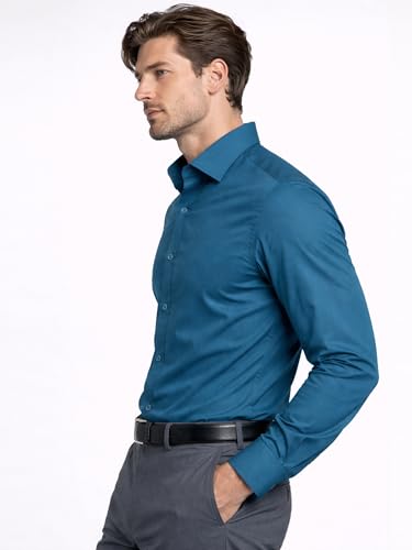 Image of FILO HEVIS Men's Shirt Regular Fit Solid Self-Cord Cotton Blended, Soft Fabric Stylish Formal Wear Man Shirt, Spread Collar Full Sleeves,(Available in Plus Size)