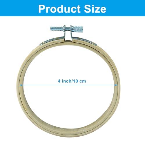 Image of Dijedev 12PCS 4 Inch Embroidery Hoops, Bamboo Circle Cross Stitch Hoop Ring Bulk, Wooden Round Embroidery Hoop Frame for Home Ornaments, Christmas Decoration, Art Craft Sewing, DIY