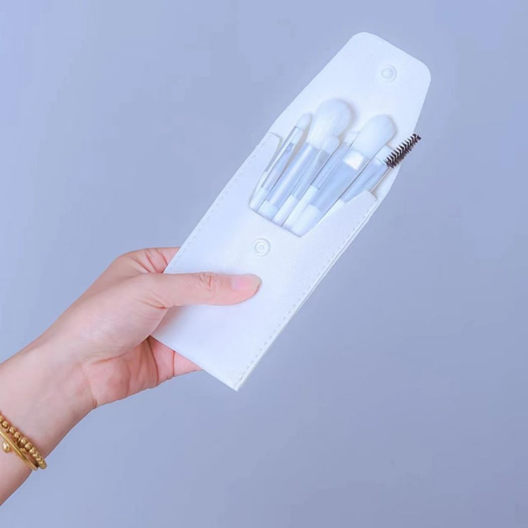 Juego de 8 brochas de maquillaje de albaricoque con estuche para mujer, mini kit de brochas de maquillaje multiusos de cerdas suaves — view 2