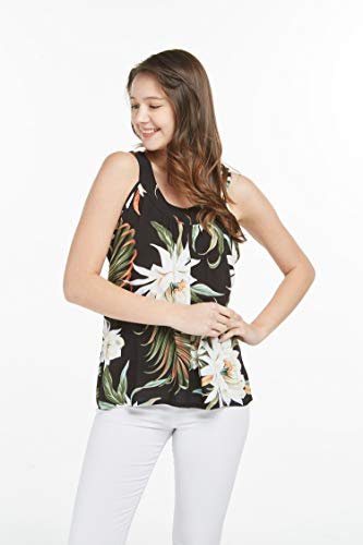 Image of Family Matching Hawaiian Clothes, Wispy Cereus Black | Lightweight 100% rayon • Family matching outfits • Tropical floral print • Beach vacations • Luaus • Cruises • Family photos