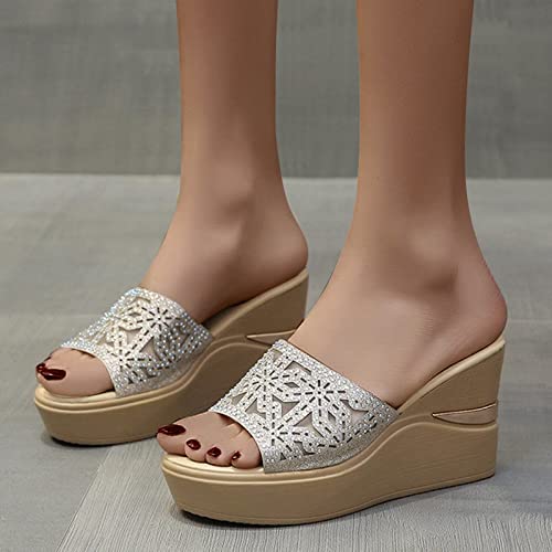 Chaussures ouvertes compensées aux finitions dorées raffinées - 2