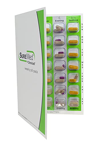 4 Times a Day Weekly XL Cold Seal Medication Blister Pack System Cards for Pills -One Piece Unit Dose Tri-Fold Booklet Easy No Extra Equipment Needed Just Fill and Seal (4X a Day Weekly - 6 Pack)