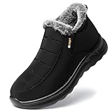 TEMOFON Womens Winter Snow Boots Warm Fur Lined Booties Waterproof Outdoor Shoes Comfortable Slip On Ankle Boot Black Size 8