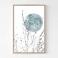 Framed Canvas Wall Art Blue Moon Canvas Prints Home Artwork Decoration for Living Room,Bedroom - 16x24 inches