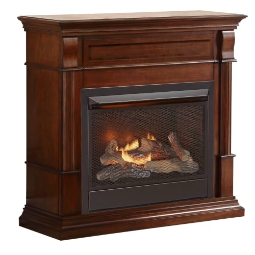 Image of Duluth Forge Ventless Liquid Propane Gas Fireplace with Mantel - 26,000 BTU, Remote Control, Auburn Cherry Finish - Model# DFS-300LR-3AC