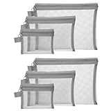 6 Pcs Mesh Cosmetic Bags with Zipper, Grey Mesh Zipper Pouch Bags, Purse Organizer Pouches, Small Pouch Bags Makeup Bag