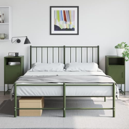 Table de chevet étroite vert olive lot de 2 bout de canapé de salon