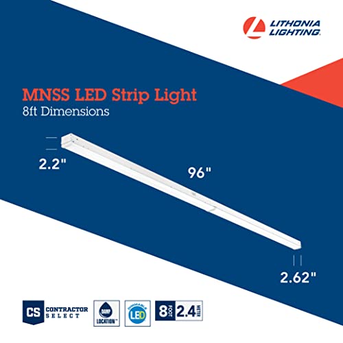 Image of Lithonia Lighting 1 Light LED Strip Light, 8 Foot Linear LED Ceiling Lighting Fixture, Adjustable Lumens, Selectable White Light Color, Dimmable, MVOLT (MNSS L96 ALO4 MVOLT SWW3 G1)