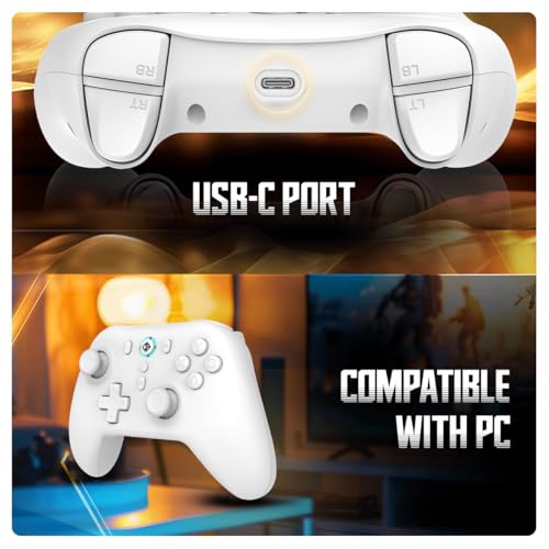 Image of Cosmic Byte Blitz Wireless + Wired Controller for PC, Hall Effect Joystick & Triggers, 1000Hz Polling Rate, Adjustable Vibration, Turbo & Auto Turbo (White)