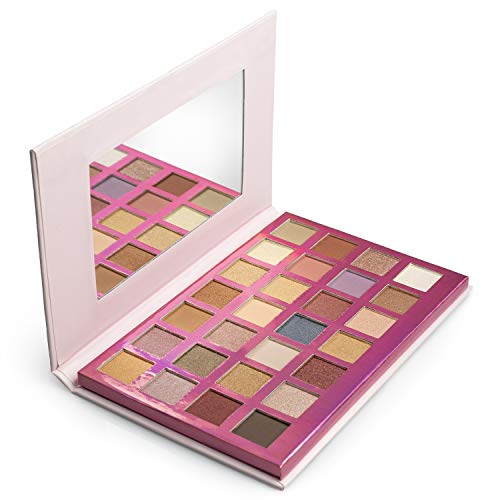 Nicole Miller Pro Eye Shadow Palette, Eye Makeup for Women, Makeup Set and Cosmetics for Girls, 28 Beautiful and Light Eye Shadow Colors