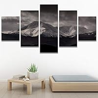 SIGNWIN 5 Panel Canvas Wall Art Monochromatic Mountains for Home Decorations Ready to Hang - 60
