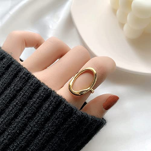 Aktully Oval Round Loop Open Statement Ring For Women Fashion 18K Gold Plated Ring Classic Oval Adjustable Ring Dainty Promise Minimalist Rings Trendy Jewelry For Women thumb #1