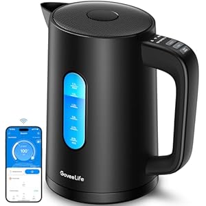 GoveeLife Smart Electric Kettle Temperature Control 1.7L, WiFi Electric Tea Kettle with LED Indicator Lights, 1500W Rapid Boil, 2H Keep Warm, BPA Free, 4 Presets Hot Water Boiler for Tea, Coffee