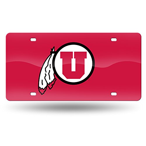 Rico Utah Utes Red Mirror Look Acrylic License Plate Laser Tag