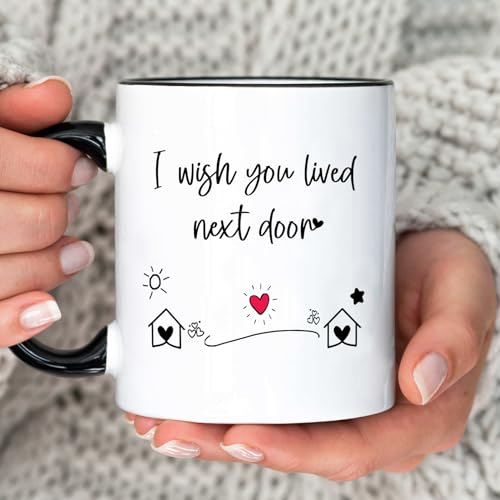 Bestie Gifts for Women: Unique Friendship Gifts - I Wish You Lived Next Door Coffee Mug Black