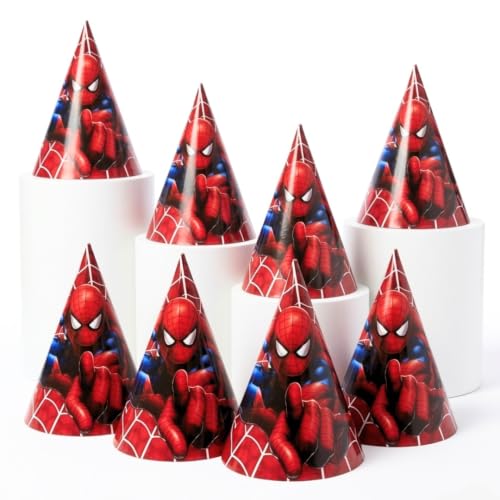 Image of Wanna Party Superhero Inspired Paper Hats for Kids Set of 8 |Comic Style Character Hats for Superhero Theme Parties