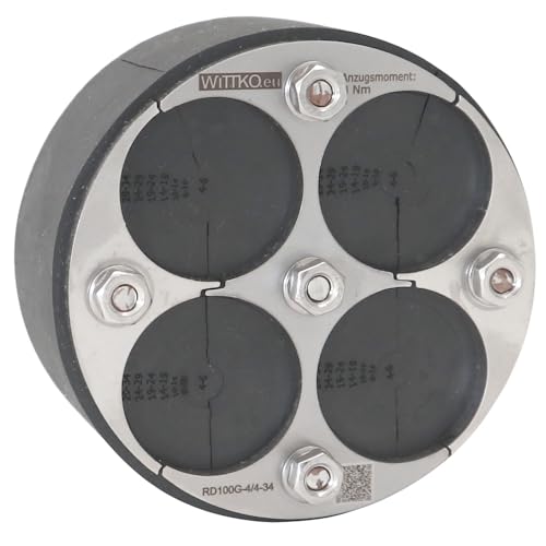WITTKOWARE DN100 Mauerdurchführung geteilt 4-Fach 4-34mm | Ringraumdichtung klappbar | V2A Edelstahl & EPDM 40mm | Druckdicht 2 5 bar