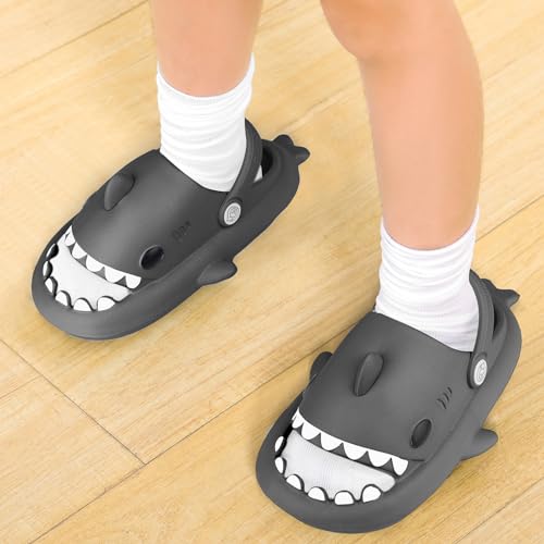 Image of Kids Shark Cloud Slides | Boys Girls Slip On Sandals | Toddler Beach Slippers | Youth Fish Flip Flops Pool Shower Shoes