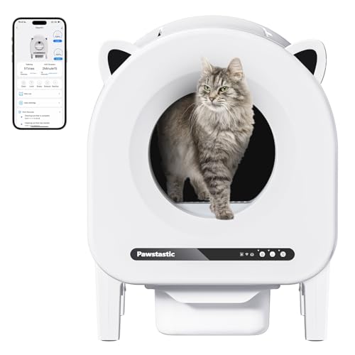 BEAUTIFUL HYDRATION Automatic Cat Litter Box, 68L Large Capacity Self Cleaning Litter Box, APP Control with Real-Time Monitoring, Multi-Safety Sensors, Odor Removal, Includes 2 Rolls Trash Bags