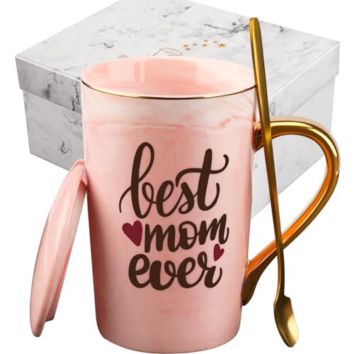 REHAVE Best Mom Ever Mug Gifts, Mom Gifts from Daughter Son, Thanksgiving Day Gifts Coffee Mug for Mom, Mother's Day Birthday Gifts with Gift Box & Spoon Coaster, Pink Marble Mom Mug, New Year Gifts REHAVE Best Mom Ever Mug Gifts, Mom Gifts from Daughter Son, Thanksgiving Day Gifts Coffee Mug for Mom, Mother's Day Birthday Gifts with Gift Box & Spoon Coaster, Pink Marble Mom Mug, New Year Gifts