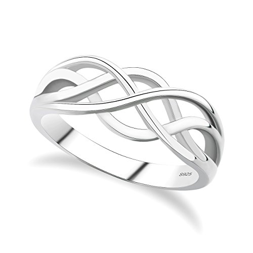 GULICX Hochzeitsringe 925 Sterling Silber, Damen Kreuz Liebesknoten Eheringe Verlobungsring Band Ring, Größe 49 bis 66, Perfekt Geschenk für Frau/Freundin...