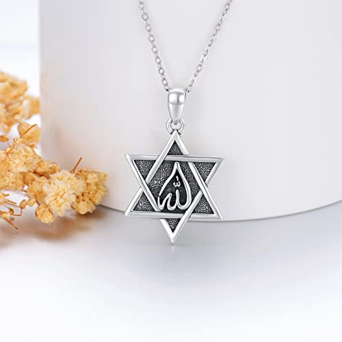 Leecci Allah Necklace 925 Sterling Silver Muslim Pendant Star Of David Jewelry For Women Men Valentine's Day Christmas Birthday Gift #TOP1