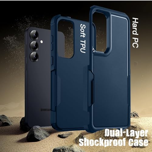 Image of KARWAN Shockproof Back Case Cover Compatible with Samsung Galaxy S23 FE, Heavy Duty Case with 360 Degree Camera Protection, Dual Layer Rugged Bumper Protection Cover with Matte Finish (Blue)