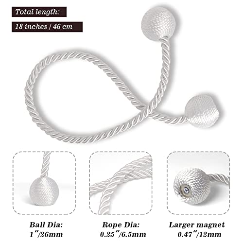 image for Hion Magnetic Curtain Tiebacks White 2pcs, Curtain Tiebacks Buckles Ho