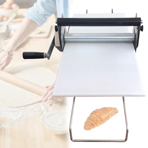 Foldable Dough Sheeter, Manual Countertop Dough Roller Sheeter Stainless Steel Dough Sheeter Machine with 0-25mm Adjustable Thickness for Making Bakery Puff Pastry