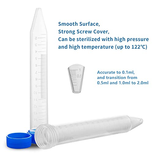 Ackers Conical Centrifuge Tubes 15Ml, 100Pcs Sterile Plastic Test Tubes With Screw Caps, Polypropylene Container With Graduated And Write-On Spot, Non-Pyrogenic, Dn/Rnase Free | 2 Test Tube Racks #TOP2