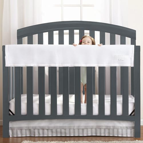 Image of BreathableBaby Breathable Mesh RailGuard Teething Cover - 51 inch Long Panel (1) - Fits Most Full-Size and Does Not Fit Mini Cribs - Use with Coordinating Short Panels - Light Pink