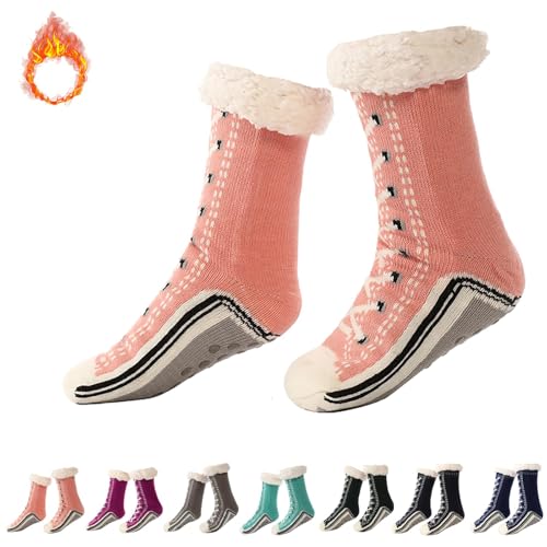 Ultra-thick Cashmere Slipper Home Socks, 3D Pattern Socks,Slipper Socks With Non Slip Slipper Socks, Winter Warm Fuzzy Indoor