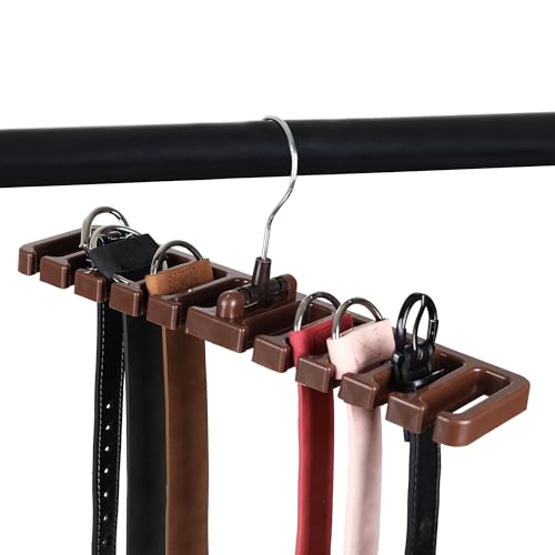 MEGAVOW Porte Ceinture, Rangement Ceinture Organisateur avec 10 Fentes, Cintre Porte-Cravates, Dressing Support à Suspendre pour Ceintures Cravate Foulards