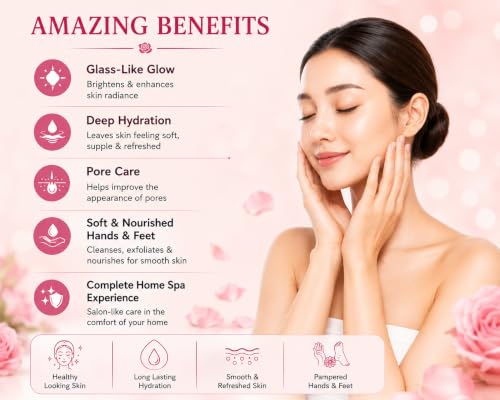Image of FACIAL KIT (BEOTKKOT Korean Glass Facial Kit (10-Step) + Rose Crystal Manicure Pedicure Kit (6-Step) Combo)