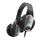 HOMSFOU プロフェッショナルゲーミングヘッドセット サラウンドサウンド対応 軽量設計 人間工学イヤーパッド搭載 ゲーム向けpc用ヘッドフォン