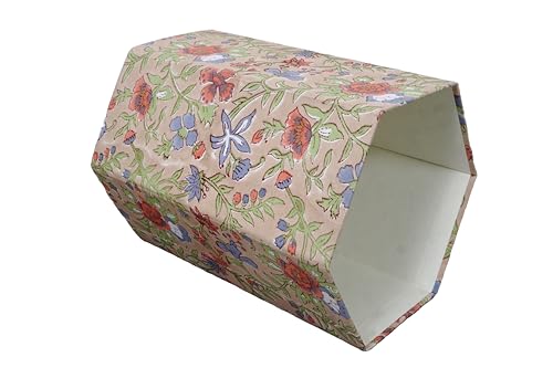 Image of Generic 3.3 Gallon Cotton Hand Block Printed Paper Waste Basket |Small Decorative Trash Can for Housewarming Gifts in Living Room, Bedroom, Bathroom | Eco-Friendly, Plastic-Free (1, CR. BLUE GREEN)