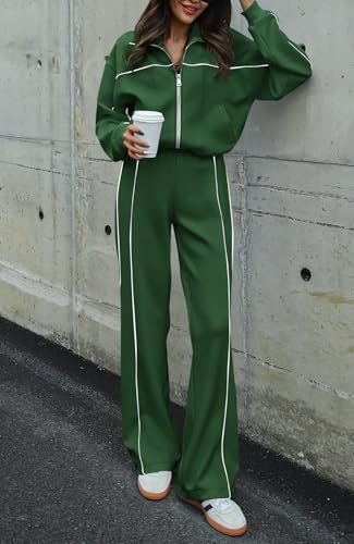 Image of BTFBM Women's Two Piece Tracksuit Fall 2026 Long Sleeve Zip Up Sweatshirt Long Pants Outfits Jogger Sweatsuit Sets